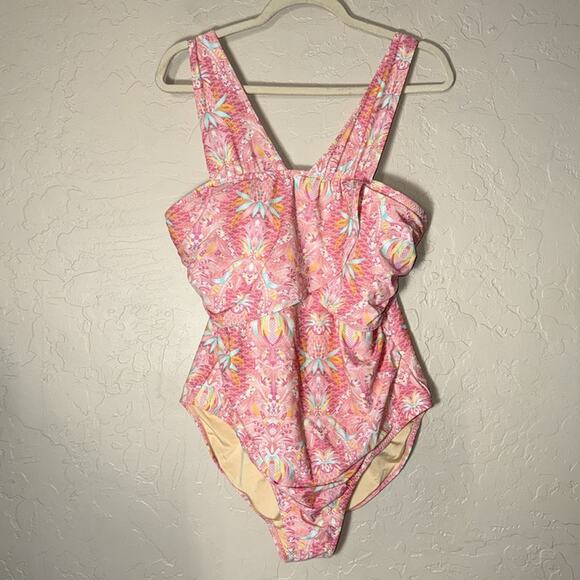 Talbots cabana life tummy control full coverage pinktropical pinapple one piece - Picture 9 of 9